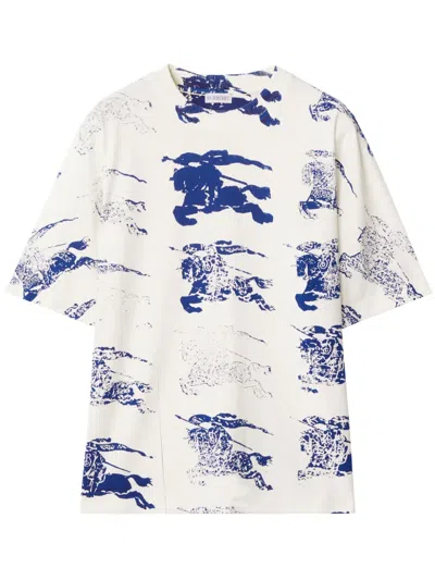 Burberry Cotton T-shirt With Ink Stamp Graphic In White