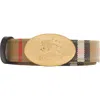 Burberry Knight Stamp Check Slim Reversible Belt Belts Beige In Gold