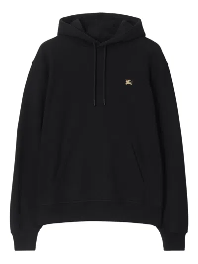 Burberry Knight Stamp Cotton Hoodie In Black