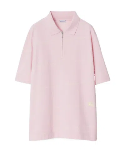 Burberry Equestrian Knight Striped Polo Shirt In Pink
