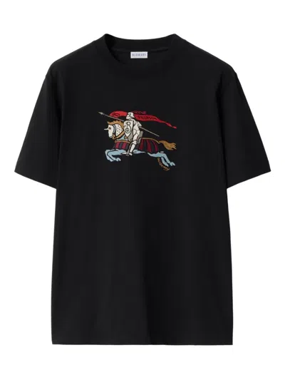 Burberry Equestrian Knight-embroidered T-shirt In Black