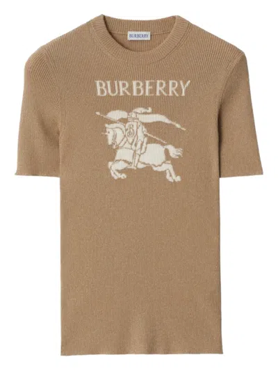 Burberry Equestrian Knight T-shirt In Brown