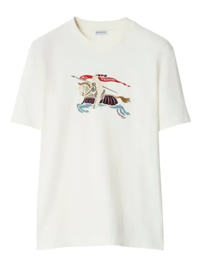 Burberry T-shirt With Equestrian Knight Embroidery In White
