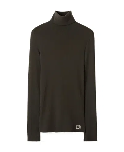Burberry Equestrian Knight Wool-blend Roll-neck Jumper In Black