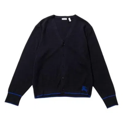 Burberry Equestrian Knight Wool Cardigan In Blue