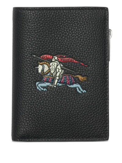 Burberry Equestrian Knight Zip Wallet In Black