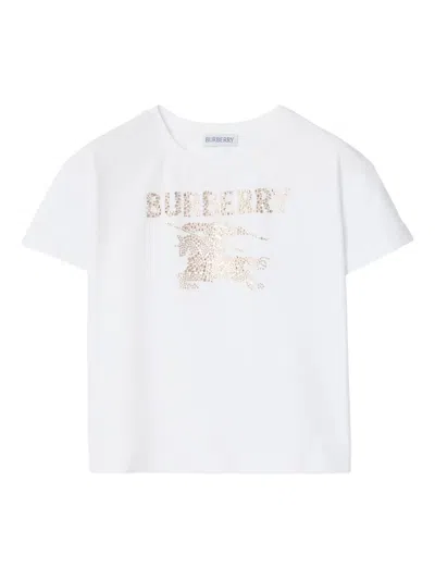 Burberry Crystal Ekd Cotton T-shirt In White