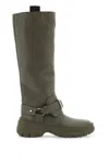 Burberry Equestrian-style Leather Riding Boots In Khaki