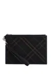 BURBERRY ERED  CHECKERED COATED CANVAS POUCH BAG