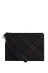 BURBERRY ERED CHECKERED COATED CANVAS POUCH BAG