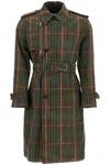 Burberry Vintage Effect Checked Trench Coat With Belt In Brown