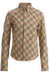 Burberry Beige Oversize Shirt With All-over Check Motiv In Cotton Woman In Neutral