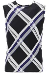 Burberry Ered Silk Knit Top With Ribbing In Black