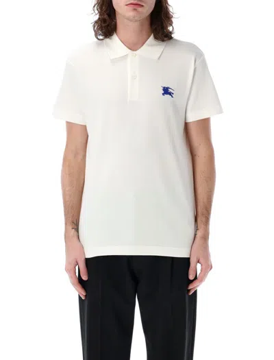 Burberry White Cotton Polo Shirt In Salt