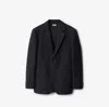 Burberry Tailored Jacket Crafted With Dark Navy Wool Twill
