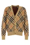 Burberry Embroidered Stretch Wool Blend Cardigan