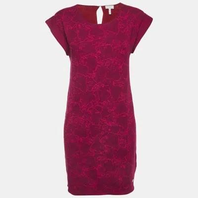 Pre-owned Burberry Escada Sport Magenta Printed Knit Short Sleeve Sabirdi Dress S In Pink