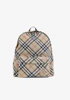 Burberry Check Pattern Backpack With Front Pocket In Multi