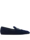 Burberry Velvet Quilted Estate Slippers In Blue