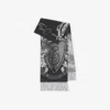 Burberry Etched Knight Cashmere Scarf In Black