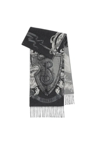 BURBERRY BURBERRY ETCHED KNIGHT CASHMERE SCARF