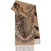 Burberry Etched Knight Cashmere Scarf In Brown
