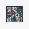 Burberry Etched Knight Silk Scarf In Blue
