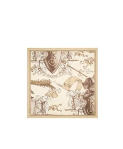 Burberry Etched Knight Silk Scarf In Brown