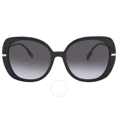 Burberry Eugenie Grey Gradient Square Ladies Sunglasses Be4374f 30018g 55 In Black / Grey