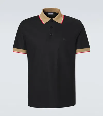 Burberry Polo Shirt Short Sleeves Contrasting Collar In Black