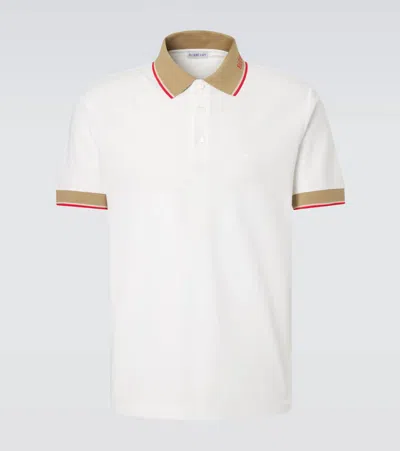 Burberry Logo Polo With Contrasting Collar And Straight Hem In White