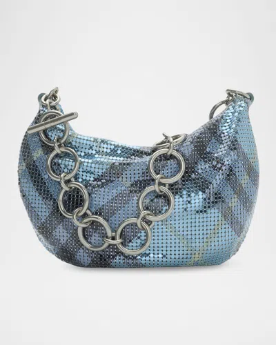 Burberry Eve Check Chain Pouch Shoulder Bag In Skylark Check