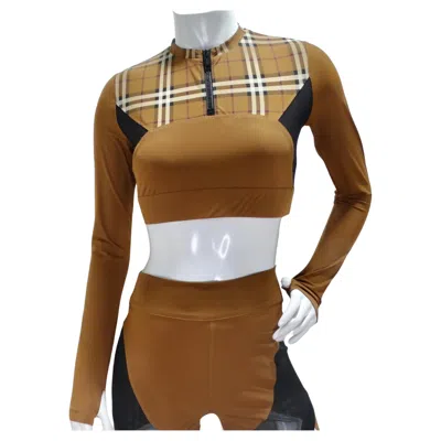 Pre-owned Burberry Everley Check Sporty Top In Brown