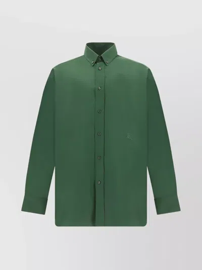 Burberry Everyday Cotton Shirts With Flared Hem In Green