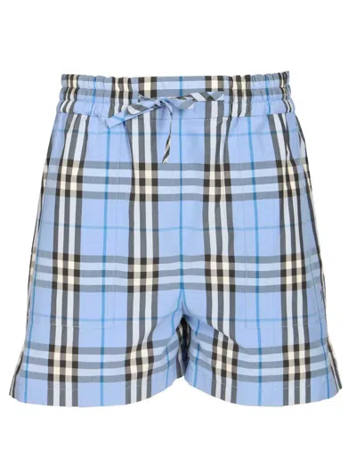 Burberry Ex 8123231 Check Bottoms Trousers Light Blue