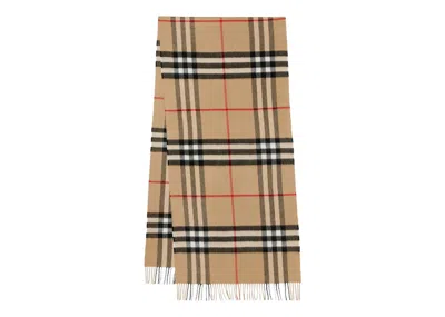 Pre-owned Burberry Exaggerated Check Cashmere Scarf In Archive Beige