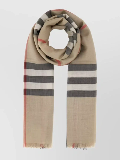 Burberry Exaggerated Check Frayed Edge Scarf In Multicoloured