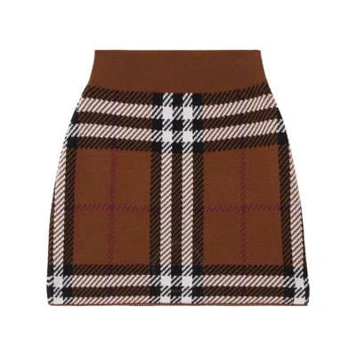 Burberry Exaggerated Check Jacquard Mini Skirt In Gold