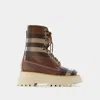 Burberry Exaggerated Check Leatherette Platform Boots In Multicolor