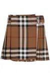 BURBERRY EXAGGERATED CHECK PLEATED WOOL MINI SKIRT