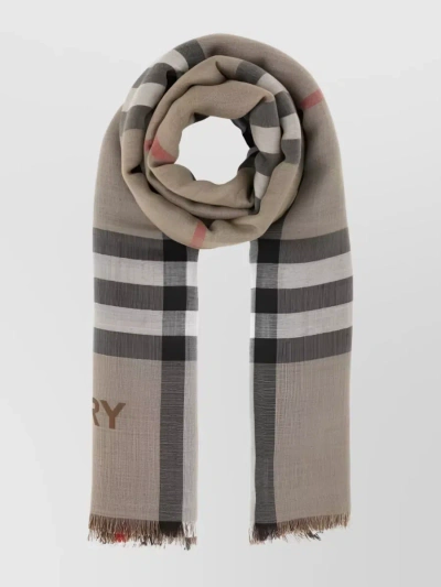 Burberry Exaggerated Check-print Knit Scarf In Cream