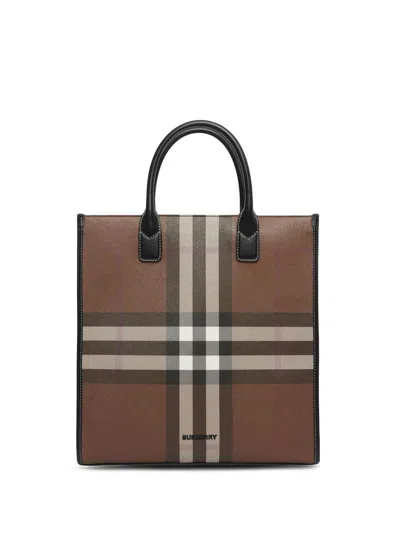 Burberry Exaggerated Check Tote Bag In Green