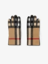 BURBERRY Exaggerated Check Wool and Leather Gloves
