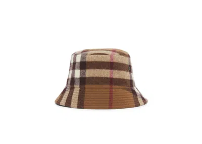Pre-owned Burberry Exaggerated Check Wool Baseball Hat In Birch Brown