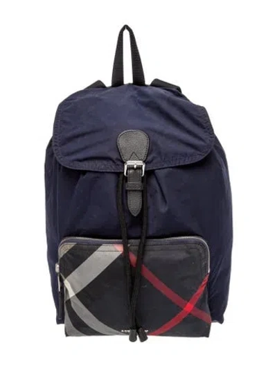 Pre-owned Burberry Exploded Check Backpack In Blue