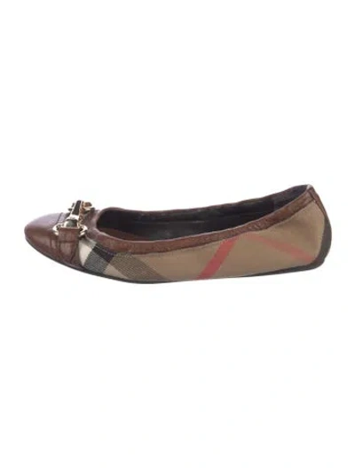 Pre-owned Burberry Exploded Check Pattern Canvas Ballet Flats In Brown
