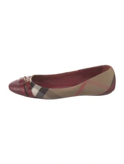Pre-owned Burberry Exploded Check Pattern Canvas Ballet Flats In Neutral