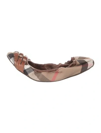 Pre-owned Burberry Exploded Check Pattern Canvas Ballet Flats In Neutrals
