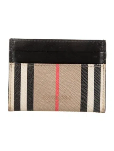Pre-owned Burberry Exploded Check Pattern Card Holder In Brown