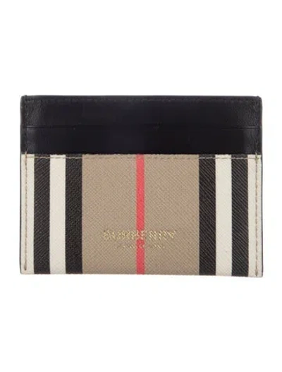 Pre-owned Burberry Exploded Check Pattern Card Holder In Brown